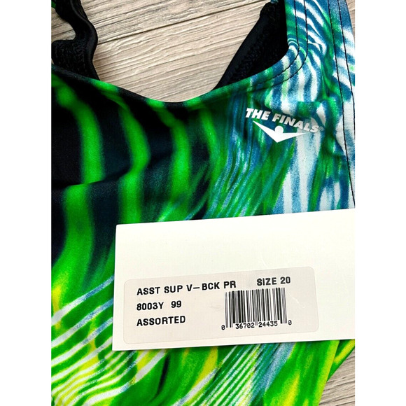 The Finals Girls Youth Assorted Super V-Back Curve Green Swimsuit Size 20 - Picture 3 of 6